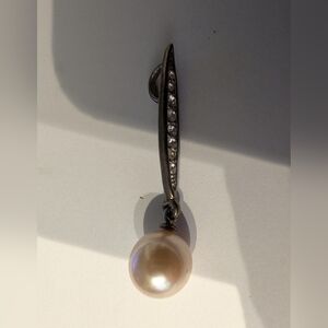 Elegant Beige Pearl Drop Pendant with Diamond Accents. No Necklace is included.